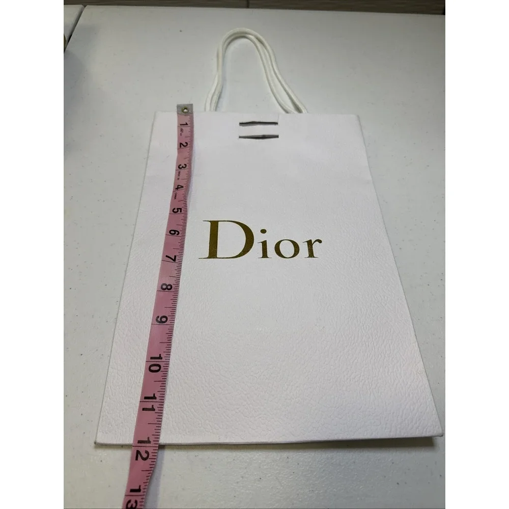 Christian DIOR Shopping Paper Gift Bag Pebbled Textured White ((0487)